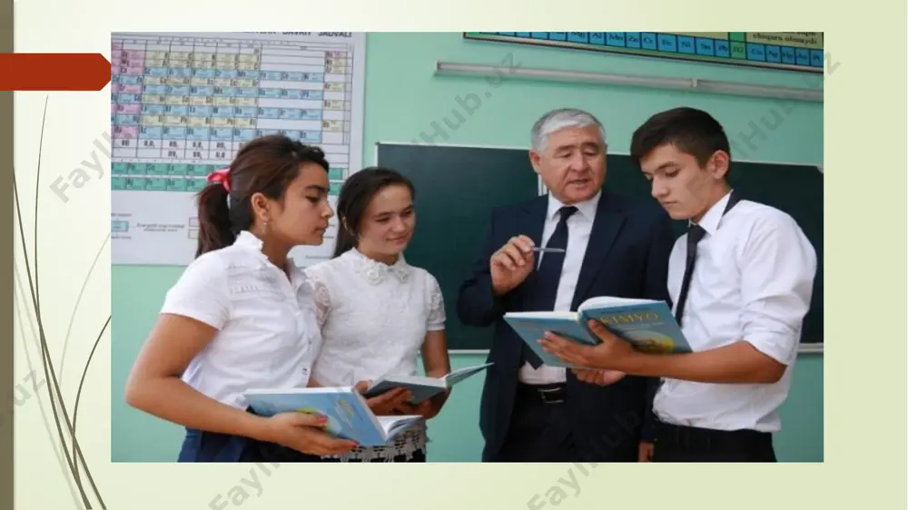cha o’tkazilib, bu kechada olmpiadaning yakuni e’lon qilinadi va masalalarning yechilishi tahlil qilinadi, shu kechada olimpiada g’oliblari, odatda, mukofotlanadi. maktab olimpiadasi g’oliblariga shahar (tuman), viloyat va butun respublika olimpiadalariga qatnashish xuquuqi beriladi. maktab ishida ommaviy tadbirlardan olimpiada mustaxkam o’rin oladi. bu tadbir maktab, rayon, shahar, viloyat, respublika va xalqaro turlarda o’tkaziladi. kimyo olimpiadalarining asosiy vazifasi o’quvchilarning kimyoga bo’lgan qiziqishlarini kuchaytirish, imkoni boricha unga ko’proq o’quvchilarni jalb qilish, ular orasidan iqtidorli bolalarni ajratib olib tarbiyalashdir. olimpiadalarda o’quvchilar taffakurlay olishi, ijodiy masalalar va noanoanaviy masalalarni yecha olish qobiliyatlarini namoyon qilish imkoniga ega bo’ladilar. olimpiada masalalarining mazmuni jurnallarda eolon qilib boriladi va undan har qanday o’qituvchi foydalana oladi. image1.jpeg image2.jpeg image3.jpeg image4.jpeg image5.jpeg image6.jpeg image7.jpeg