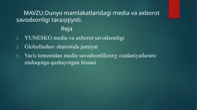 media savodxonligi — PPTX