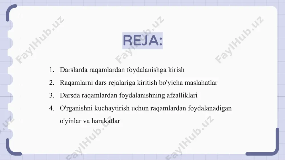 ash mashqlari orqali o'quvchilarda tanqidiy fikrlash va tahliliy qobiliyatlarni rivojlantirishga yordam beradi. raqamlarni darslarga integratsiyalash orqali o'qituvchilar o'quvchilarning faolligini oshirishi va matematikani o'rganishni o'quvchilar uchun yanada interaktiv va qiziqarli qilishlari mumkin. o'rganishni kuchaytirish uchun raqamlardan foydalanadigan o'yinlar va harakatlar raqamlarni dars rejalariga kiritish hech qachon bunchalik qiziqarli bo'lmagan! talabalar matematikani bingo va cards kabi o'yinlar orqali o'rganishlari mumkin. byudjetni boshqarish kabi raqamlarni qisqartirishni talab qiladigan rol o'ynash faoliyati ham hayajonli va qiziqarli bo'lishi mumkin. darslarda raqamlardan foydalanish kognitiv rivojlanishni yaxshilaydi va matematikani o'rganish talabalar uchun qo'rqinchli bo'lishi mumkin. tanqidiy fikrlash qobiliyatlarini rivojlantirish uchun raqamlardan foydalanish darslarda raqamlardan foydalanish o‘quvchilarda tanqidiy fikrlash ko‘nikmalarini rivojlantirishning samarali usuli hisoblanadi. matematik tushunchalarni real vaziyatlarda qo‘llash orqali o‘quvchilar axborotni tahlil qilishni va asosli xulosalar chiqarishni o‘rganadilar. raqamlardan foydalanish analitik ko'nikmalarni oshirishdan tashqari, o'quvchilarda muammoni hal qilish qobiliyatini rivojlantirishga yordam beradi. raqamli talqinni talab qiladigan muammolarni taqdim etish orqali o'qituvchilar o'quvchilarni ijodiy fikrlashga va o'z yechimlarini …