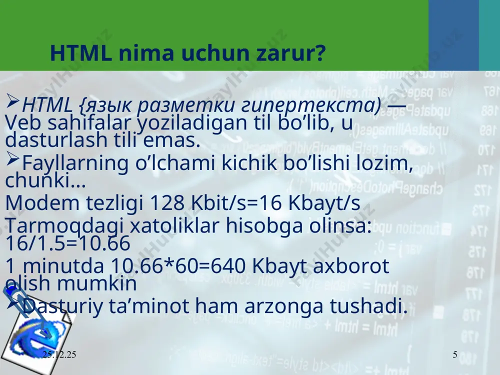 html tili haqida ma’lumot va veb-sahifalar tayyorlash - Page 5