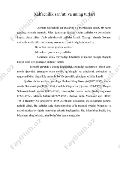 хalfachilik san’ati va uning turlari — DOC