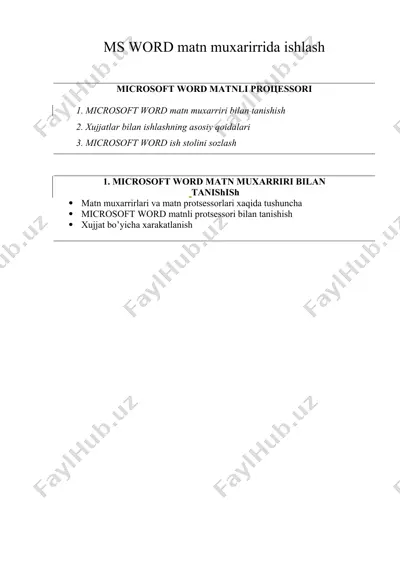 ms word matn muxarirrida ishlash — DOC