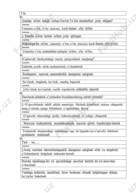 igandlar bо‘lishi mumkin? ==== j; polident ligandlar. ==== ammiak. ==== suv. ==== atsedoligand. № kompleks qaysi agregat holatida foto kolometrik usulda о‘rganiladi? ==== qattiq. ==== j; eritmada. ==== kristall. ==== muzlatilga holatda № kompleksning tashqi koordinaditsion sferasining hosil qiluvchi zarrasi bilan kompleks zarrachalar orasida kimyoviy bog`lanish mavjud bo`ladi. ==== kovalent qutbli ==== j; kovalent qutbsiz ==== koordinatsion ==== vodorod va donor-akseptor № qanday tenglama qattiq moddalarning suyuqliklarda eruvchanligiga tegishli? ==== j; shreder tenglamasi ==== shredenger tenglamasi ==== klauzius tenglamasi ==== klayperon tenglamasi № tuzning erish issiqligi qanday jarayonlar issiqlik effektlariga bog‘liq bo‘ladi? ==== gidratlanish issiqligidan ==== kristallik panjaraning buzilishidagi issiqlik energiyasidan ==== j; kristallik panjaraning buzilishidagi energiya va gidratlanish issiqligidan ==== faqat gidratlanish issiqligiga № kristall moddani erish vaqtidagi issiqlik ajralib chiqishi nimaga bog‘liq? ==== kristallik panjaraning buzilishida energiya ajralish jarayoniga ==== j; gidratlanish yoki solvatlanish jarayoniga ==== faqat temperaturani ta’siriga ==== erituvchi tabiatining ta’siriga № kristall moddani erish vaqtidagi …