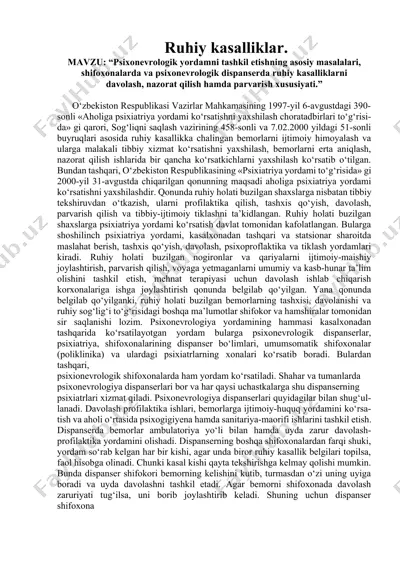 ruhiy kasalliklar — DOCX