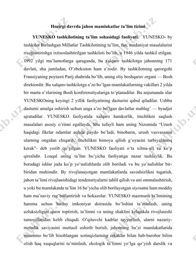 hozirgi davrda jahon ta'lim tizimi — DOCX