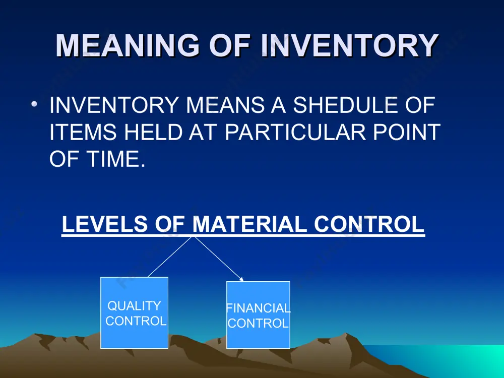 ) a.b.c analysis of material control: abc stands for always better control system. in this technique basically important material is controlled keenly and unimportant material is left out. advantages of abc analysis: reduction in purchase cost proper control best utilisation of resources minimum investment reduction in control cost e) perpetual inventory system it is a system of records maintained by the controlling deptt.,which reflects the physical movement of stocks and their current balance. in this bincard and stores ledger are maintained which show goods received,issued. f) ved analysis: ved stands for vital,essential and desirable.ved analysis to have control of spare parts.in abc analysis only prices of materials are considerd and not their requirement. simplification and standardisation: simplification and standardisation are the important techniques to control the size of inventory so that size of inventory,investment and cost of keeping the materials can be reduced. cassification and codification: classification and codification of …