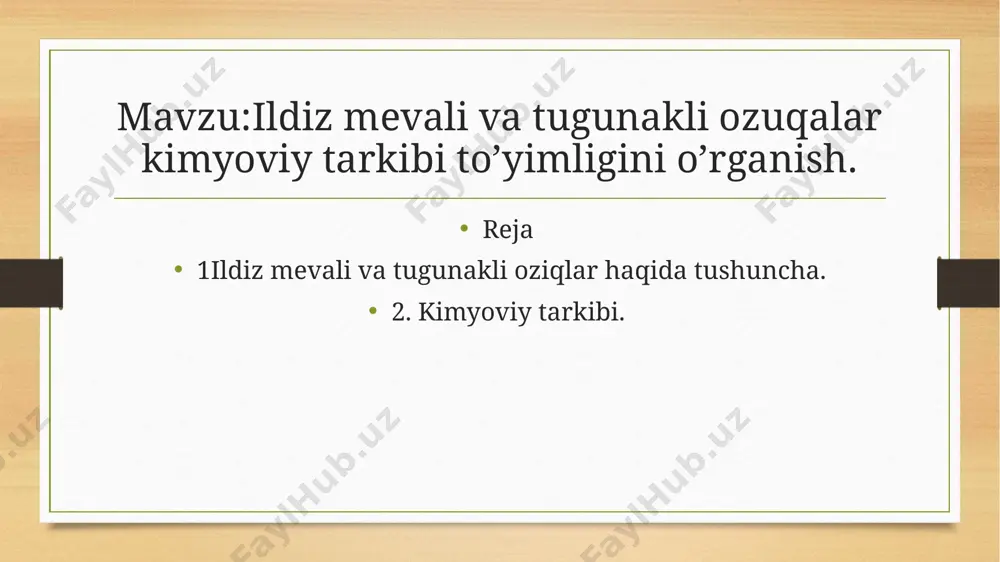 shyo hisoblanadi. undan inson oziq-ovqati uchun qand ishlab 121 chiqarilishi kerak bo‘lganligi sababli ayni o‘simlik ustida olib borilgan seleksion ishlar undagi uglevod miqdorini ko‘paytirishga qaratilgan. shuning uchun lavlagining bu хili uglevod moddasiga boy. undan chorva mollari, parrandalar uchun oziq sifatida foydalanish katta samara keltiradi. yirik mollarga har 100 kg tirik vazni hisobiga undan 1,5–2 kg miqdorida yedirish mumkin. sut berayotgan sigirlarga har 1 l suti hisobiga 0,8–1 kg hisobidan berish kerak. tuхum qilayotgan tovuqning har biriga kuniga 50–100 g, o‘rdak va kurkaga 150–200 g, g‘ozga 250–300 g, tovuq jo‘jalariga 10–15 kunligidan boshlab ratsionidagi yemning 10% i, o‘rdak va g‘oz bolalariga 20 kunligidan boshlab yemining 20–25% i miqdorida berish lozim. xashaki lavlagi. tarkibida o‘rtacha 12% quruq modda bor. to‘yimliligi jihatdan har 1 kg ildizda 0,12 oziq birligi va 9 g хom protein bor, 3 g hazm bo‘ladigan protein, 122 1 g yog‘, 9 g kletchatka, 95 g azotsiz ekstraktiv moddalar, 0,40g …