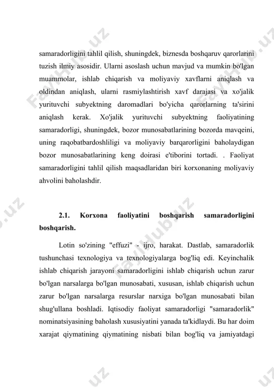 i effektlari o'rtasida resurslar va ishlab chiqarish maqsadlari o'rtasidagi munosabatlarni ishlab chiqarishga xos bo'lgan va ishlab chiqarishning eng keng tarqalgan, markaziy iqtisodiy toifalarining sonini anglatadi. shunday qilib, yana bir k. mark har qanday jamiyat uchun katta ahamiyatga ega ekanligi ta'kidlandi "... ushbu mahsulotni ishlab chiqarish kuchlar va vositalarning kamroq xarajatlari, ehtimol kuchlarni kamroq sarflaydi va eng kam xarajatlar bilan ishlab chiqarish maqsadiga erishish." ishlab chiqarish samaradorligi - bu iqtisodiy toifadagi iqtisodiy toifasi jamiyatdagi ishlab chiqarish munosabatlarining ifodaslaridan biri bo'lib, ushbu munosabatlar ta'siri ostida shakllanadi. shuning uchun, texnik va iqtisodiy samaradorligi o'rtasidagi shaxsiyatning yo'qligi, iqtisodiy samaradorlikni har doim texnik jihatdan farqli o'laroq, ijtimoiy jihatdan farq qiladi. industralizatsiya va birinchi besh yil davomida t.s.s. tomonidan ta'kidlanganidek xachaturov, ishlab chiqarish samaradorligini oshirish asosan yuqori iqtisodiy rivojlanish sur'atlariga erishish sifatida izohlandi. iqtisodiy kategoriya sifatida ishlab chiqarish samaradorligini chuqur o'rganish boshlandi. 2.2. iqtisodiy faoliyatni tahlil qilish usullari. iqtisodiy faoliyatni tahlil qilish usuli butun usul va …