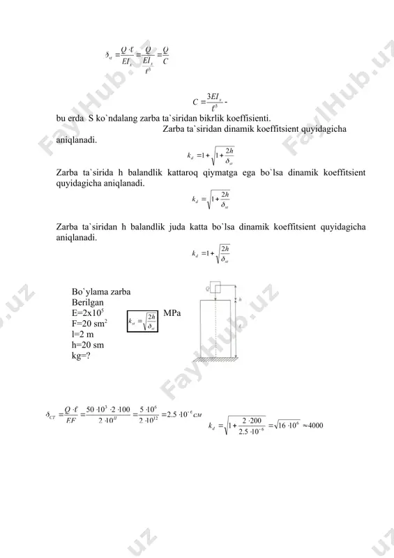 dinаmik kuchlаr tа`siridаn mustаhkаmlikkа хisоblаsh. - Page 5