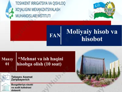 mehnat va ish haqini hisobga olish — PPT