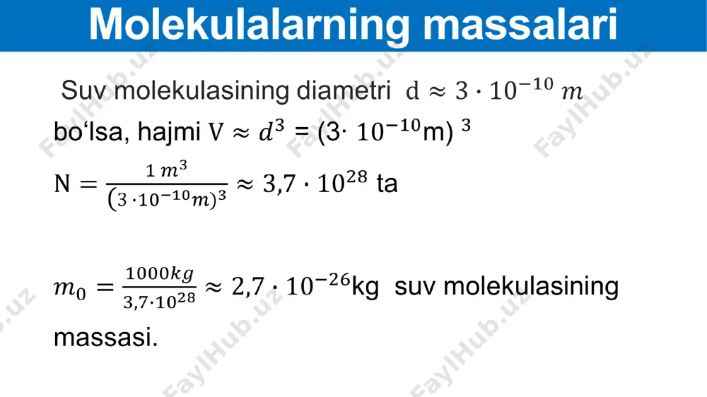 molekulalarning massasi va o‘lchami - Page 4