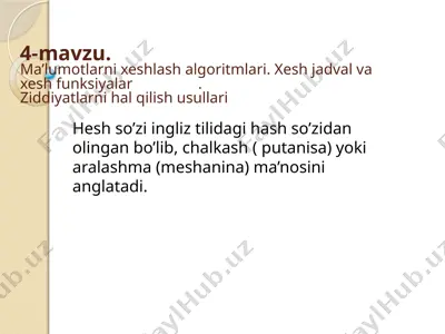 хешлаш алгоритмлари — PPTX