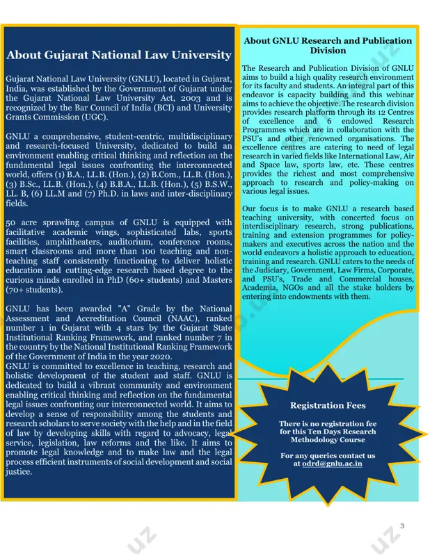 ducation and cutting-edge research based degree to the curious minds enrolled in phd (60+ students) and masters (70+ students). gnlu has been awarded "a" grade by the national assessment and accreditation council (naac), ranked number 1 in gujarat with 4 stars by the gujarat state institutional ranking framework, and ranked number 7 in the country by the national institutional ranking framework of the government of india in the year 2020. gnlu is committed to excellence in teaching, research and holistic development of the student and staff. gnlu is dedicated to build a vibrant community and environment enabling critical thinking and reflection on the fundamental legal issues confronting our interconnected world. it aims to develop a sense of responsibility among the students and research scholars to serve society with the help and in the field of law by developing skills with regard to advocacy, legal service, legislation, law reforms and the …
