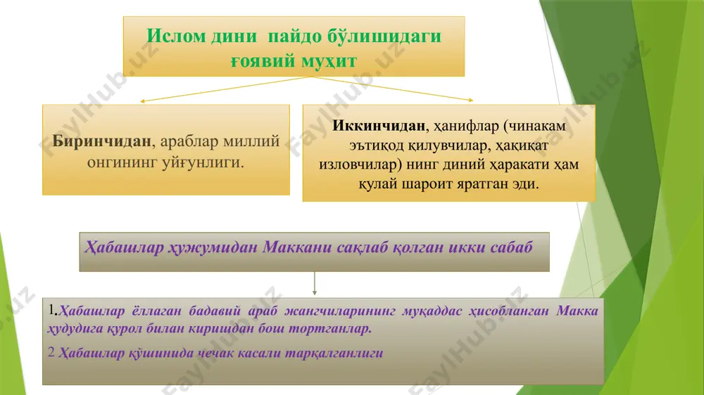 – исломий эътиқод ва дунёқарашга оид масалаларни ақлий мулоҳазага таяниб далиллаш ва хулосалашдир. 2.дастлабки даврларда ислом дини таълимоти ақл ва тафаккурга таяниб эмас, илоҳий кўрсатмаларга, фақат қуръон ва сунна таълимоти билан чекланган. 3.абу ҳанифанинг эътирофича, калом илмини амир убайд бошлаб берган. 4. калом мунаққидлари фикрича, қуръони карим ва ҳадиси шарифларда ислом таълимоти, мафкураси, эътиқодий-назарий қарашлар баён этилиб, ҳар қандай диний, фалсафий, мантиқий, ақлий назариялар бекор қилинган. 5. ўзини мўмин-мусулмон санаган киши муҳаммад (с.а.в.) нинг аллоҳ таоло томонидан келтирилган илоҳий таълимотдан ташқарига чиқмаслиги, исломгача шаклланган юнон, форс, шарқ фалсафаси калом илмидан воз кечиш лозим ҳисобланган. калом (ақида) илмининг мазмун – моҳияти 6. ислом дини дунёнинг кўп мамлакат, халқларига тарқалиши ва ислом мафкурасининг турли ноисломий мафкуралар билан тўқнашуви натижасида уларга раддия бериш муаммолари келиб чиққан. 7. ислом ақида ва аҳкомларини тушунтириб, асослаб бериш учун оят ва ҳадисларнинг ўзи кифоя қилмаган. ислом ақидасига мухолиф фикр юритувчи оқим ва тоифалар калом, мантиқ, жадал, мунозара …