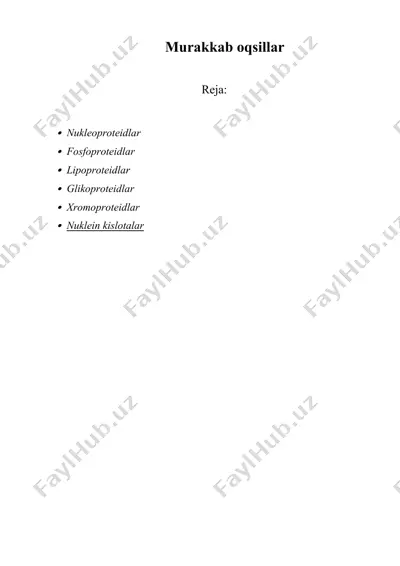 murakkab oqsillar (biokimyo) — DOCX