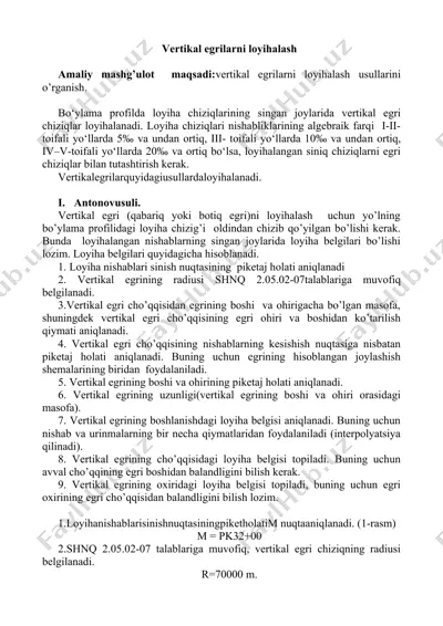 vertikal egrilarni loyihalash — DOCX