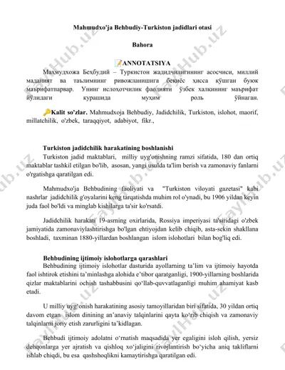 mahmudxo'ja behbudiy-turkiston jadidlari otasi — DOCX