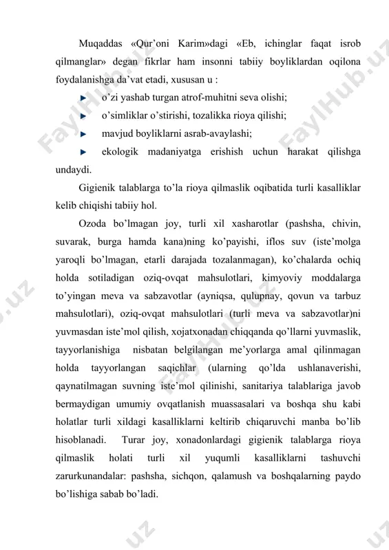i, uglekislota hamda oltingugurt gazi, ammiak, azot, efir moylari bo’ladi. bu moddalar ham kishi organizmiga yomon ta’sir etadi. ma’lumotlarga qaraganda o’pka raki bilan og’rigan bemorlarning 99 foizini chekuvchilar tashkil etadi. chekuvchilarning yo’talishi ularning o’pkasida tamaki tutuni bilan kirgan-zaharli moddalarning borligini ko’rsatuvchi holatdir. tamaki chekish: · ichki a’zolar faoliyatiga yomon ta’sir ko’rsatadi; · mehnat qobiliyatini pasaytiradi; · aqliy faoliyatni susaytiradi. nikotin moddasiga ayniqsa, markaziy asab tizimi sezuvchang bo’ladi. shu bois chekuvchi kishining tez-tez boshi aylanadi yu.a.afanasev va yu.a.kulikovlar tomonidan olib borilgan tadqiqot ishlarida har kuni chekilgan sigaretaning soniga qarab, turli yoshdagi kashandalar hayotining qisqarish muddatlari ko’rsatiladi. masalan, 25 yoshdagi kishi kuniga 1-9 taga sigareta cheksa 4,6, 10-19 ta cheksa 5,5; 20-39 cheksa 6,2 hamda 40-dan ortiq cheksa umr 8,3 ga qisqarar ekan. aqsh tibbiyot komissiyasi buni har tomonlama o’rganib chiqqandan so’ng, shunday xulosaga kelgan: kuniga 1 pachkadan chekadiganlarning umrlari 8 yil, 2 pachkadan chekadiganlar 15 yilga qisqarar ekan. so’nggi vaqtlarda chekishning …