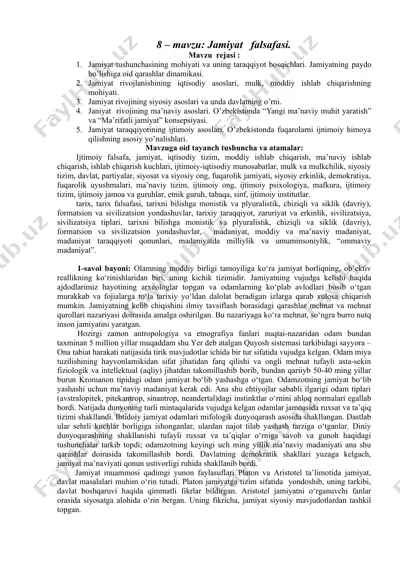 jamiyat falsafasi — DOCX