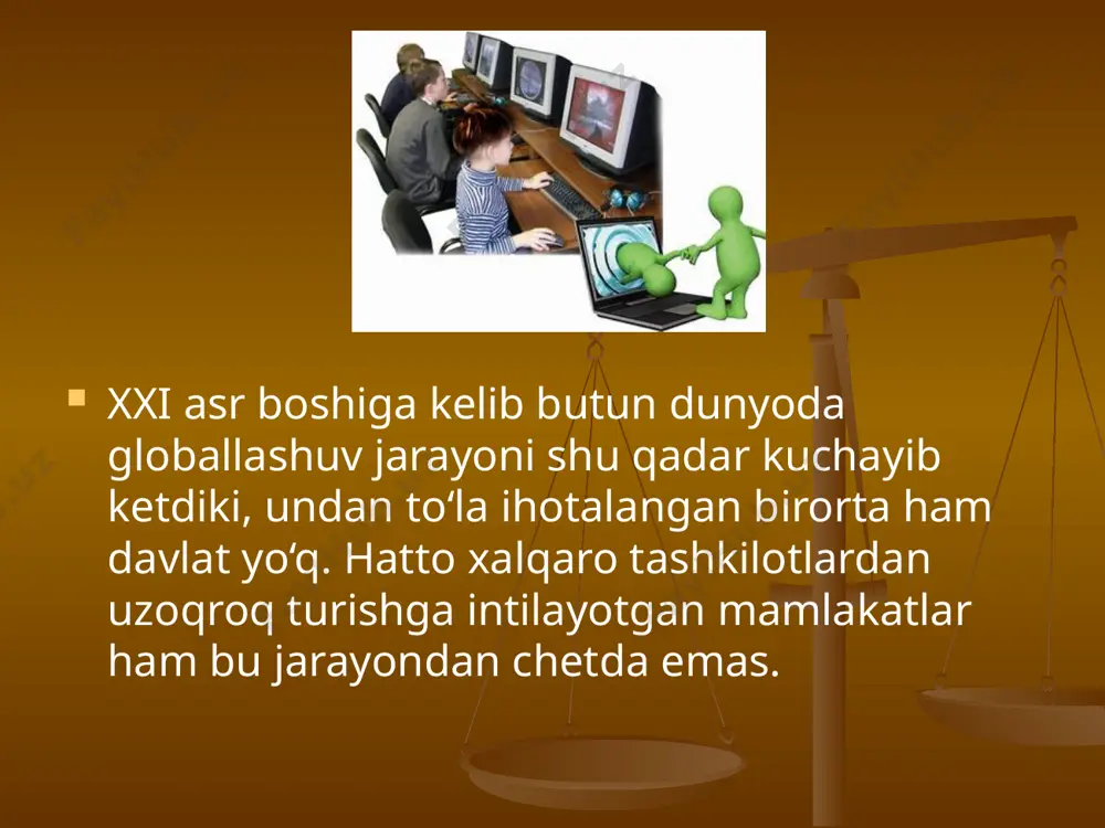 m kuzatib borishini aniqlashgan. xo‘sh, bu kabi ijtimoiy xavfi yuqori bo‘lgan global muammolarga qarshi kurashish uchun nima qilish darkor? milliy qonunchiligimizda yoshlarni nosog‘lom axborotlardan himoyalash mexanizmlari mavjud. misol uchun, "yoshlarga oid davlat siyosatining asoslari to‘g‘risida"gi qonunda yoshlar orasida odob-axloqni buzishga, shu jumladan, zo‘ravonlik, hayosizlik va shafqatsizlikni targ‘ib qilishga qaratilgan har qanday xatti-harakatlar, "bola huquqlarining kafolatlari to‘g‘risida"gi qonunda esa behayolik, shafqatsizlik va zo‘ravonlik haqida hikoya qiluvchi, inson qadr-qimmatini tahqirlovchi, bolalarga zararli ta'sir ko‘rsatuvchi va huquqbuzarliklar sodir etishlariga sabab bo‘luvchi adabiyotlarni tarqatish, filmlarni namoyish etishning taqiqlanishi belgilab qo‘yilgan. ammo hali istiqbolda qilinishi lozim bo‘lgan ishlar talaygina. bu kabi ijtimoiy xavfi katta bo‘lgan muammolardan qutulish uchun o‘zbekistonda ijtimoiy tarmoqlarni rivojlantirish bo‘yicha yirik milliy loyihani yaratish zarur. boisi "google" kompaniyasi tahlillariga ko‘ra, o‘zbekistondan kuniga odnoklassniki.ru saytiga 200000, fasebook saytiga — 90000ga yaqin, moy mir saytiga 40000 nafardan ortiq kishi kirayotir. yurtimizdagi doira.uz, vsetut.uz, odnoklassniki.uz, sinfdosh.uz, muloqot.uz, olam.uz kabi saytlarda ro‘yxatdan o‘tganlar jamlansa ham yuqoridagi …