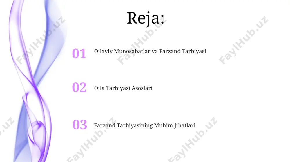 k va iste'dodni rivojlantirish iste'dodni aniqlash uchun psixologik testlardan foydalanish, bolaning 3 ta asosiy qobiliyatini (mantiqiy fikrlash, xotira, e'tibor) baholash va uning kuchli tomonlarini aniqlashga imkon beradi. bola tarbiyasida 80% ota-ona munosabati, 20% esa tashqi omillarga bog'liq bo'lib, ijobiy va qo'llab-quvvatlovchi muhit iste'dod rivojlanishi uchun muhim ahamiyatga ega. zamonaviy ommaviy axborot vositalarining ta'siri internetdagi 50% dan ortiq kontent bolalar uchun mos emas, bu esa ularni zo'ravonlik, shafqatsizlik va nojo'ya axborotlarga duchor qilishi mumkin, bu esa ularning ruhiy holatiga va xulq-atvoriga jiddiy ta'sir ko'rsatadi. oav orqali tarqatilayotgan 10 tadan ortiq reklama bolalarda moddiy narsalarga bo'lgan ortiqcha ehtiyojni, shuningdek, iste'molchilik madaniyatini kuchaytiradi. bu esa oilaviy byudjetga va farzandlarning psixologik salomatligiga salbiy ta'sir ko'rsatishi mumkin. mustaqillikka o'rgatish mustaqillikka o'rgatish jarayoni 3 bosqichdan iborat bo'lib, har bir bosqich bolaning yoshi va rivojlanish darajasiga mos keladigan vazifalarni o'z ichiga oladi: o'zini o'zi xizmat qilish, mas'uliyatni o'z zimmasiga olish va mustaqil qarorlar qabul qilish. mustaqillikni o'rgatishda …