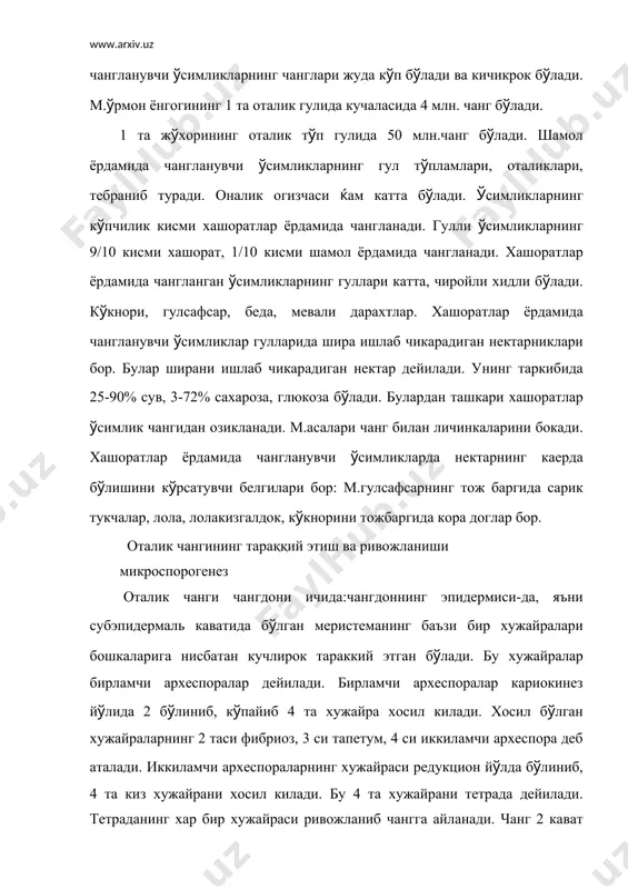 . пастдан (ам 1 таси (ртага чикади. бу ядролар к(шилади. бу к(шилган ядроларни бола копчигининг марказий ядроси ёки иккиламчи ядро дейилади. юкорида колган 3 та ядронинг 1 тасини тухум хужайра, колган 2 тасини синергида дейилади. пастдаги 3 тасини эса антиподалар дейилади. демак, етилган бола копчигида 7 та ядро б(лади. ёпиқ уругли (симликлар уруг куртагининг тузилиши, уруг куртаги куйидаги кисмлардан ташкил топган. 1. уруг куртагининг банди-фуникулус 2. уруг куртагининг коплогич т(кимаси-интугумент. одатда интугумент 2 кават б(лади. ташки ва ички интугумент. интугументнинг юкориси очик б(лади. бу очик колган жойни чанг кириш й(ли билан микропиле дейилади. уруг куртакнинг остки кисми, яъни фуникулусга (тиш жойи эса халаза дейилади. 3. уруг куртагининг асосий т(кимаси-нуцеллус. 4. бола копчиги-зародышевый мешок. уруг куртагининг (сиб чиккан жойини плацент дейилади. оналик тугунида уруг куртаги 1 тадан бир нечта минггача б(лиш мумкин. гулда чангланиш ва оталаниш процесси б(либ (тгандан с(нг уруг куртакдан уруг хосил б(лади. оналик тугуни ичида уруг куртаги т(гри, …