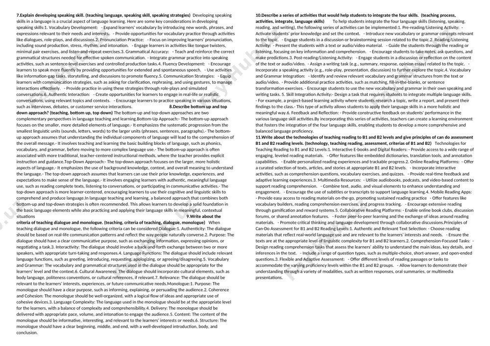 tensive reading:extensive reading involves exposing learners to a large quantity of reading material, typically at or slightly below their current proficiency level. the goals of extensive reading are to:- develop reading fluency and comprehension- increase vocabulary and language exposure- foster a positive attitude towards readinglearners are encouraged to read for pleasure and understanding, often choosing books or articles that interest them. extensive reading can be supported through:- graded readers and leveled books- online reading platforms with wide content selection- encouraging learners to read outside the classroomintensive reading:intensive reading involves close, detailed study of a shorter text or passage. the goals of intensive reading are to:- develop specific reading strategies and skills- improve understanding of linguistic structures and vocabulary- build critical thinking and analysis abilitieslearners engage in activities such as:- vocabulary study and analysis- grammar exploration within the text- comprehension exercises (e.g., summarizing, answering questions)- discussion and critical analysis of the …
