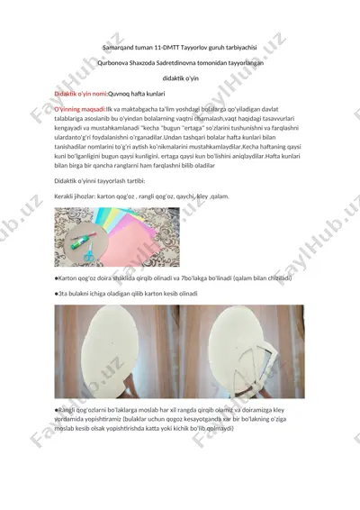 quvnoq hafta kunlari didaktik o'yin — DOCX