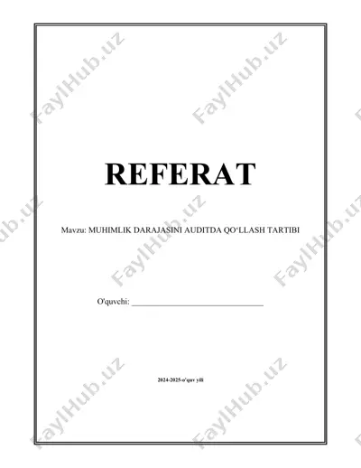 muhimlik darajasini auditda qoʻllash tartibi — DOCX