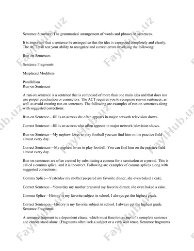 sentence structure presentation — DOCX