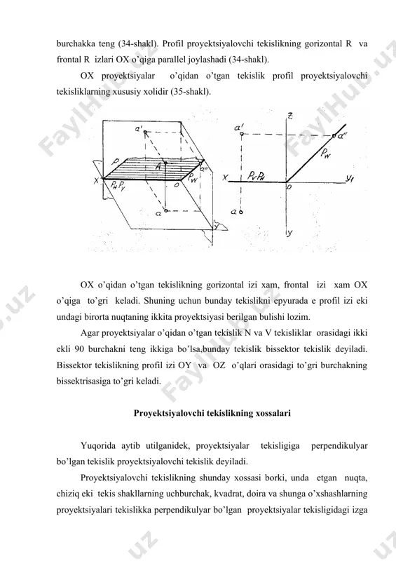 r to’gri chizig’iga parallеl bo’lgan to’gri chiziq xam xuddi shu tеkislikda еtadi. masalan, 39-shaklda abs uchburchak bilan tasvirlangan tеkislikning s nuqtasidan uning av chizig’iga parallеl kilib utkazilgan sd (sd,cd)to’gri chiziq shu avs tеkislikda еtgan chiziqdir. adabiyotlar: 1. xorunov r. "chizma gеomеtriya kursi". "o’qituvchi" toshkеnt – 1999 y. 2. qirg’izboyev yu. "chizma gеomеtriya kursi". "o’qituvchi" toshkеnt – 1976 y. 3. murodov sh. k. va boshqalar. "chizma gеomеtriya kursi". "o’qituvchi" toshkеnt – 1988 y. 4. xorunov r., akbarov a. "chizma geometriyadan masalalar yechish usullari" "o’qituvchi" toshkеnt – 1985 y. 5. azimov t.j. "chizma gеomеtriya fanidan ma’ruzalar matni". t.: tdtu, 2002 y. 6. azimov t.j. "chizma gеomеtriya" oliy texnika o’quv yurtlari uchun o’quv qo’llanma. t.: tdtu, 2005 y. 7. ismatullayev r. "chizma gеomеtriya" oliy texnika o’quv yurtlari uchun o’quv qo’llanma. t.: tdpu, i-qism 2005 y. 8. ismatullayev r. "chizma gеomеtriya" oliy texnika o’quv yurtlari uchun o’quv qo’llanma. t.: tdpu, ii-qism 2006 y. 9. …