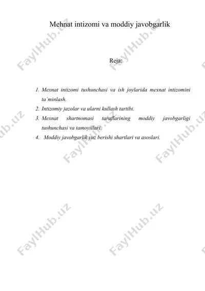 mеhnаt intizоmi vа mоddiy jаvоbgаrlik — DOC