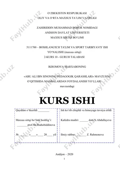 abu ali ibn sinoning pedagogik qarashlari — DOC