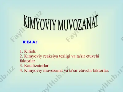 kimyoviy muvozanat 2 — PPT