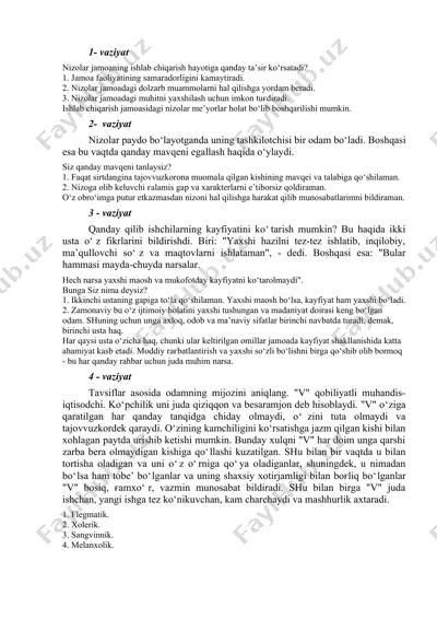 ishchilarning kayfiyatini ko'ndalantirish — DOC