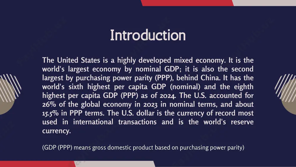 g/wiki/mexico https://en.wikipedia.org/wiki/china https://en.wikipedia.org/wiki/canada https://en.wikipedia.org/wiki/japan the economic history of the united states began with british settlements along the eastern seaboard in the 17th and 18th centuries. after 1700, the united states gained population rapidly, and imports as well as exports grew along with it. africa, asia, and most frequently europe, contributed to the trade of the colonies.[90] these 13 colonies gained independence from the british empire in the late 18th century[91] and quickly grew from colonial economies towards an economy focused on agriculture. history colonial era and 18th century https://en.wikipedia.org/wiki/east_coast_of_the_united_states https://en.wikipedia.org/wiki/import https://en.wikipedia.org/wiki/export https://en.wikipedia.org/wiki/economy_of_the_united_states#cite_note-90 https://en.wikipedia.org/wiki/thirteen_colonies https://en.wikipedia.org/wiki/british_empire https://en.wikipedia.org/wiki/economy_of_the_united_states#cite_note-91 https://en.wikipedia.org/wiki/agriculture in 180 years, the united states grew to become a huge, integrated, and industrialized economy, which made up about a fifth of the world economy. in that process, the u.s. gdp per capita rose past that of many other countries, supplanting the british empire at the top. the economy maintained high wages, attracting immigrants …