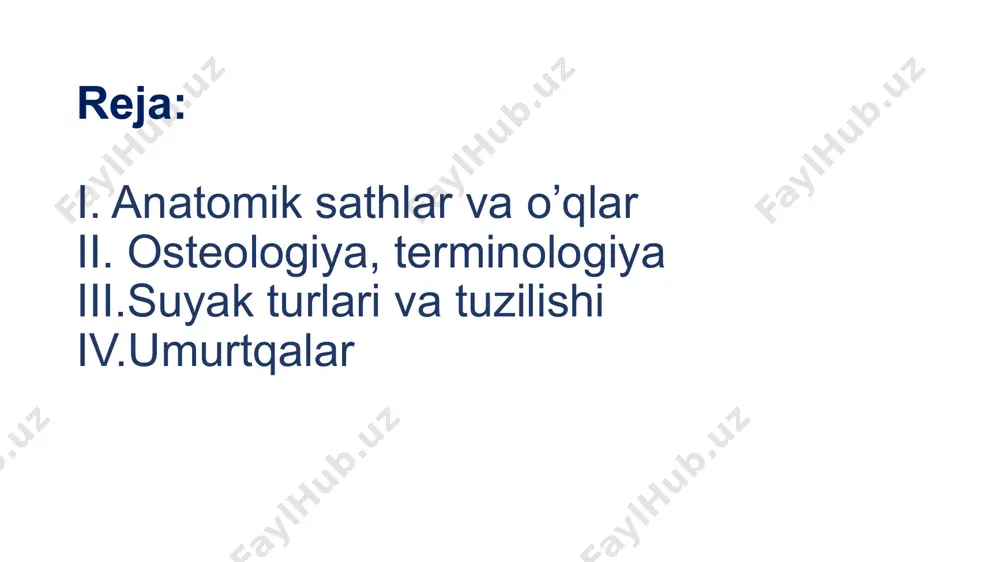 vertebralis erkin bo’yin|vertebrae cervicalis (7) ko’krak|v. thoracicae (12) bel|vertebrae lumbales (5) qo’shilib ketgan dumg’aza|os sacrum (5) dum|os coccygis (3-5) umurtqa pog’onasi umurtqalar umurtqa tanasi| corpus vertebrae umurtqa yoyi| arcus vertebrae umurtqa o’siqlari| processus vertebrae umurtqalarning umumiy tuzilishi i.corpus vertebrae ii.arcus vertebrae lamina arcus vertebrae pedunculi arcus vertebrae foramen vertebrale processus spinosus processus articularis superior et inferior processus transversus iii.processus vertebrae processus spinosus processus transversus processus articularis foramen intervertebrale facies articularis superior facies aricularis inferior bo’yin umurtqalari tuzilishiga ko’ra tipik atipik corpus vertebrae foramen vertebrale processus spinosus processus articularis processus transversus tipik bo’yin umurtqalarining boshqa umurtqalardan farqi corpus vertebrae foramen vertebrale processus spinosus processus articularislar frontal va gorizontal tekislik orasida joylashgan processus articularis processus transversus processus tuberculum anterior processus tuberculum posterior foramen transversarium sulcus nervi spinalis a.vertebralis a.caroticus processus transversus sulcus nervi spinalis yo’q tuberculum posterius et anterius yo’q atipik bo’yin umurtqalarining tipik bo’yin umurtqalardan farqi tipik atipik atlasning tuzilishi qismlari …