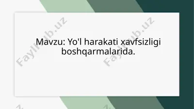 yo'l harakati xavfsizligi — PPTX