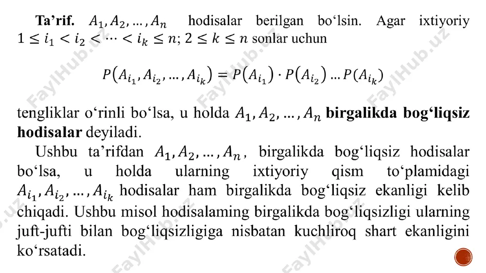 3-ma’ruza.hodisalarning bog‘liqsizligi - Page 4
