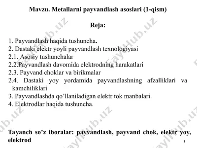 metallarni payvandlash asoslari(1-qism) — PPT