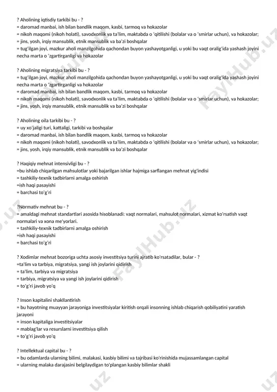 yotgan avlod sonidan ortiq = xodimlarning potensialini bevosita ta’lim va kasbiy tayyorgarlik orqali oshirish = hayotni tark etayotgan avlodning mutlaq soni yahotga kirib kelayotgan avlod soni barobar = hayotni tark etayotgan avlodning mutlaq soni yahotga kirib kelayotgan avlod sonidan kam ? aholining oddiy shakllanishi? = hayotni tark etayotgan avlodning mutlaq soni yahotga kirib kelayotgan avlod soni barobar =hayotni tark etayotgan avlodning mutlaq soni yahotga kirib kelayotgan avlod sonidan ortiq = xodimlarning potensialini bevosita ta’lim va kasbiy tayyorgarlik orqali oshirish = hayotni tark etayotgan avlodning mutlaq soni yahotga kirib kelayotgan avlod sonidan kam ? aholining kengaytirilgan shakllanishi? = hayotni tark etayotgan avlodning mutlaq soni yahotga kirib kelayotgan avlod sonidan kam = hayotni tark etayotgan avlodning mutlaq soni yahotga kirib kelayotgan avlod soni barobar =hayotni tark etayotgan avlodning mutlaq soni yahotga kirib kelayotgan avlod sonidan ortiq = xodimlarning potensialini bevosita ta’lim va kasbiy tayyorgarlik orqali oshirish ? aholining ijtimoiy tarkibi? = odamlarning …