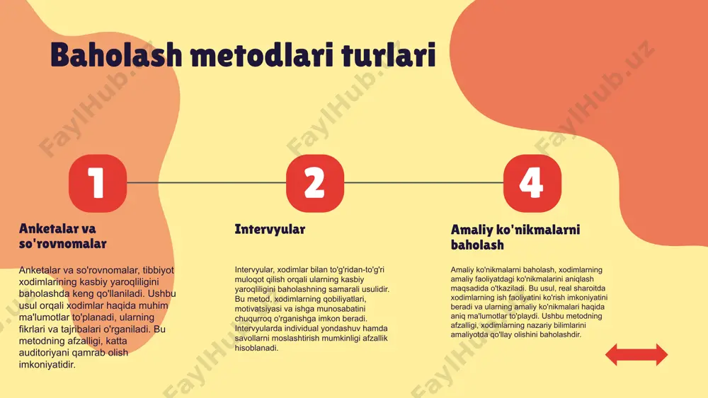 irish afzalliklar o'qitish va tajribani birlashtirish, mutaxassislikni chuqurroq o'zlashtirishga yordam beradi. bu jarayon, nazariy bilimlarni amaliy ko'nikmalar bilan birlashtirish orqali tibbiy xodimlarning kasbiy yaroqliligini oshiradi. shuningdek, o'qitish jarayonida tajriba orttirish, yangiliklarni tezda o'zlashtirish imkonini beradi. masalan, amaliy mashg'ulotlar orqali o'quvchilar o'z bilimlarini real hayotda qo'llash imkoniyatiga ega bo'lishadi. tajriba olish imkoniyatlari o'qitish jarayonida tajriba olish imkoniyatlari amaliy mashg'ulotlar, stajirovkalar va klinik amaliyotlar orqali ta'minlanadi. bu holat, o'quvchilarga real hayotdagi vaziyatlarda o'z bilimlarini sinab ko'rish va muammolarni hal qilish ko'nikmalarini rivojlantirish imkonini beradi. kasbiy yaroqlilikni oshirish o'qitish va amaliy tajriba, mutaxassislarning kasbiy yaroqliligini oshirishda muhim ahamiyatga ega. o'z bilimlarini amaliyotda qo'llash orqali, tibbiy xodimlar o'zlarining professional ko'nikmalarini yanada mustahkamlashadi va bemorlar bilan muloqotda ishonchli bo'lishadi. 1 2 4 o'qitish strategiyalari o'qitish strategiyalari ta'lim jarayonini takomillashtirishga qaratilgan uslublar va yondashuvlardir. ular o'quvchilarni faol ishtirok etishga, bilim va ko'nikmalarni samarali o'zlashtirishga yordam beradi. o'qitish strategiyalarining kasbiy yaroqlilikka ta'siri o'quvchilarning o'z-o'zini rivojlantirish imkoniyatlarini oshirishda …