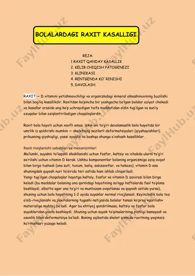 bolalardagi raxit kasalligi — DOCX
