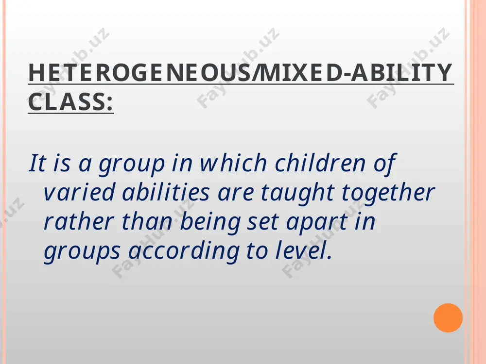 ents with stronger students speaking stronger: - ask students to justify/defend their opinions - ban easy words like „nice“ to push their vocabulary to a higher level - get students to record themselves and self-correct - pair students of higher level together so they really go for it weaker: - give them time to rehearse their ideas before a role play or discussion - pair weak and strong together - let them make notes before the speaking - give them more listening and thinking time before calling on them to answer questions tips for good classroom management with m-a groups: grouping: - depending on the task and the class dynamics - there are usually opportunities for both types of grouping - to experiment with mixing up the strong and weak students * giving instructions: - giving clear instructions - use hand gestures as well as words to explain the tasks …