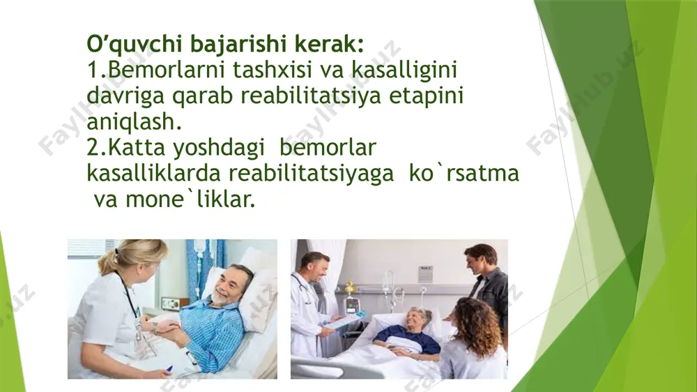 arda o‘z ta’sirini ko‘rsatadi va shu bilan birga, asab tolalari bo‘ylab asab impulsining o‘tishi ham sekinlashib boradi, natijada harakat ham sekinlashadi, ham chegaralanadi. keksa bemor ortiqcha harakatlarga energiya sarflamaslikka harakat qiladi, ehtiyot choralarini ko‘rib yuradi. o‘rta yoshdagi va yoshi katta odamlar uchun davolovchi jismoniy tarbiyani bu yoshdagi insonlar, asosan, kasb egalari bo‘lib, birmuncha vaqt u yoki bu sohada ishlash natijasida professional kasalliklarga chalingan bo‘lishlari mumkin. masalan, fotograflar – ko‘z kasalliklariga, teri allergik kasalliklariga, kimyoviy moddalar bilan, changli joylarda ishlovchilar – bronxial astma, allergik kasalliklarga, o‘qituvchilar esa asab va yurak-qon tomir kasalliklariga duchor bo‘lishadi. shuningdek, oshpazlarda kelib chiqqan o‘zgarishlar, sartaroshlarda tomirlarning varikoz kengayib ketishi kasalligi tez-tez uchraydi va h.k. qariyalarda ham yoshga mansub o‘zgarishlar, patologik holatlar yuzaga keladi. qarilik muammolarini gerontologiya sohasi o‘rganadi. qariyalar shifokori esa gerontolog deb ataladi. yoshi katta insonlarda qon tomirlar devori qalinlashib, elastikligi yo‘qoladi, natijada qon bosimi oshib boradi va gipertoniya kasalligiga, yurakning ozuqalanishi va qon aylanishi …