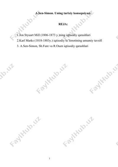 a.sen-simon. uning tarixiy konsepsiyasi — DOCX