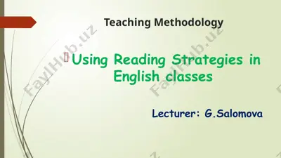 teaching methodology: using reading strategies in english classes — PPTX
