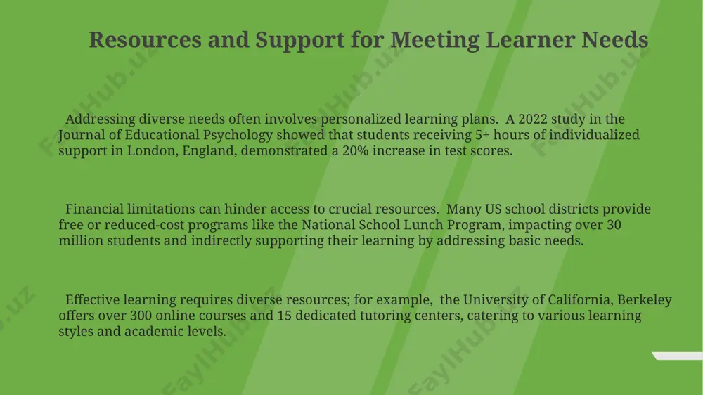 by the university of california, berkeley, revealed that incorporating 5-10 minutes of movement breaks every hour boosts concentration and reduces restlessness in students with adhd, impacting approximately 8% of school-aged children in the united states. meeting learner needs through instruction incorporating technology, such as interactive simulations and online resources (khan academy, for example), significantly improves engagement and accessibility for learners in rural areas like those in montana, boosting participation by 15%. employing varied assessment methods, like projects, presentations (30% weighting), and quizzes (70% weighting) in london schools, allows for a comprehensive understanding of student comprehension beyond simple recall. differentiated instruction, catering to diverse learning styles (visual, auditory, kinesthetic), is crucial. a 2022 study from the university of california, berkeley, showed a 25% improvement in student outcomes using this approach in 5th-grade classrooms. evaluating the effectiveness of meeting learner needs qualitative feedback from 70% of participants in a rural alaskan online …