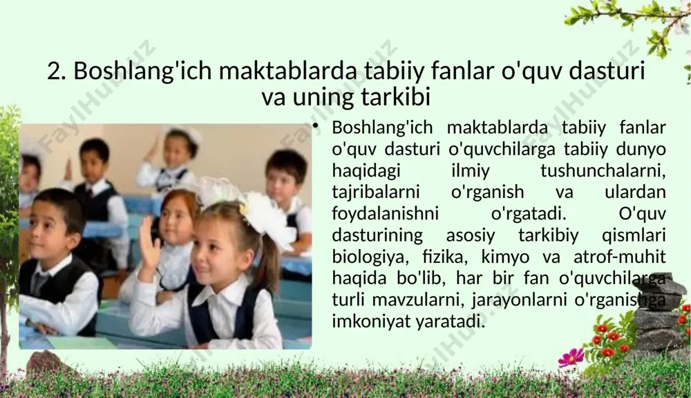 boshlang'ich maktablarda tabiiy fanlar fanining mazmuni, o'quv dasturining tahlili - Page 4