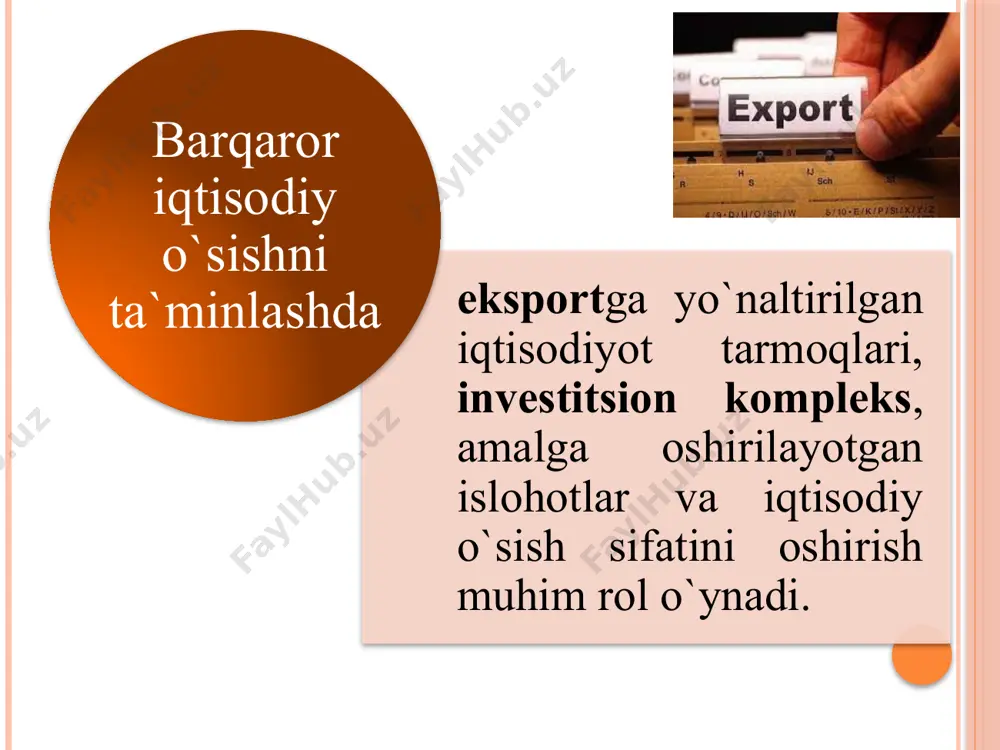 y salohiyat keng ma'noda milliy boylikka bulardan tashqari to'planilgan bilimlar, kasbiy malaka va tajriba ham kiritiladi. milliy boylik bu ayrim millat yoki elat boyligi emas, balki muayyan mamlakatning umumiy boyligidir. zamonaviy o'sish nazariyasida odatda iqtisodiy o'sishning to'rt turi farqlanadi: davlatlarning yoki yetakchi mamlakatlarning bir maromdagi o'sishi (aqsh, evropa) iqtisodiy o'sish mo'jizalari (yaponiya, janubiy koreya, gonkong), iqtisodiy o'sish “fojialari” (ba'zi markaziy afrika mamlakatlari) iqtisodiy o'sishning yoqligi (masalan, zimbabve). iqtisodiy o`sishni cheklovchi omillar mehnat muhofazasi atrof muhitning ifloslanishi sog’liqni muhofaza qilish iqtisodiy o‘sishning keynscha modeli makroiqtisodiy muvozanatning keynscha nazariyasini rivojlantirish va unga tanqidiy yondashish natijasida vujudga kelgan. bu modellar orasida ingliz olimi r.xarrod va amerikalik olim ye.domarning iqtisodiy o‘sish modellari hisoblanadi. ikkala modelning umumiy jihatlari: 1. milliy daromadning o‘sishi faqat kapital jamg‘arishning funksiyasi hisoblanib, kapital samaradorligiga ta’sir ko‘rsatuvchi ishchi kuchi bandligining oshishi, fan texnika yutuqlaridan foydalanish darajasining o‘sishi, ishlab chiqarishni tashkil etishning yaxshilanishi kabi boshqa barcha omillar nazardan chetda qoldiriladi; 2) ishlab …
